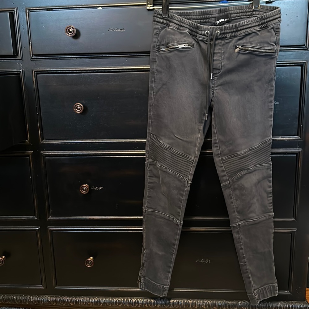 The kooples Moto jeans with zippers size small faded black